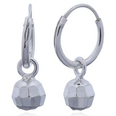 925 Silver Faceted Ball Hoop Earrings by BeYindi