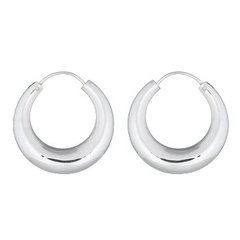 Traditional Highly Polished Plain Silver Hoop Earrings by BeYindi