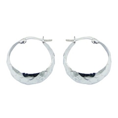 Hammered Plain 925 Sterling Silver Convexed Hoop Earrings by BeYindi