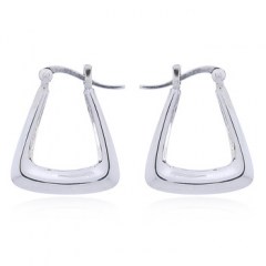 Hallmarked 925 Sterling Silver Earrings Chic Trapezium Hoops by BeYindi