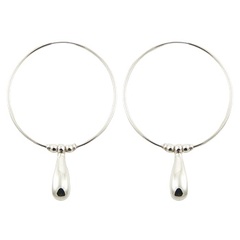 Plain Sterling Silver Earrings Continuous Hoops With Droplets