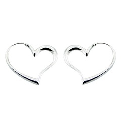 Lovely Floating Sterling Silver Heart Hoop Earrings