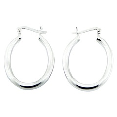 Oval Sterling Silver Hoop Earrings Sophisticated Jewelry