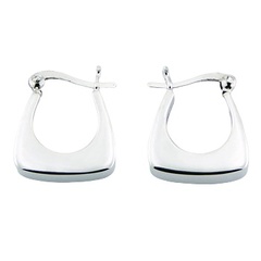 Sterling Silver Hoop Earrings Chic Trapezium Edge Finish by BeYindi