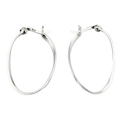 Sterling Silver Shiny Ovate Shaped Hoop Earrings by BeYindi 2