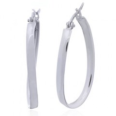 Sterling Silver Shiny Ovate Shaped Hoop Earrings by BeYindi