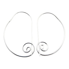 Curved Semi-Circle 33mm Silver Hoop Earrings