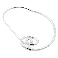 Curved Semi-Circle 33mm Silver Hoop Earrings by BeYindi 2