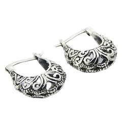 Designer Hoops Ajoure Silver Crescent Shape by BeYindi 2