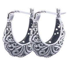 Designer Hoops Ajoure Silver Crescent Shape by BeYindi