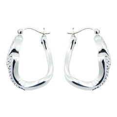 Rich Crystal Sparkle 925 Silver Electroformed Hoop Earrings