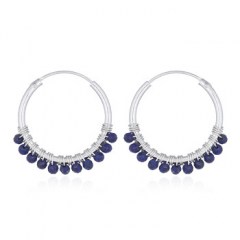 Sterling Silver Lapis Lazuli Hoop Earrings by BeYindi