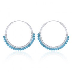 Faceted Blue Apatite Sterling Silver Hoop Earrings by BeYindi