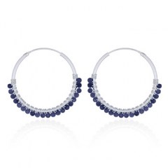 Faceted Lapis Lazuli Sterling Silver Hoop Earrings by BeYindi