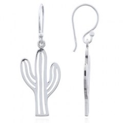 Layered Saguaro Cactus 925 Silver Dangle Earrings