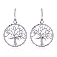 Sterling 925 Tree of Life Dangle Earrings