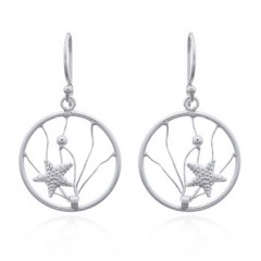 Starfish In Wire Ocen Wave Silver Earrings by BeYindi