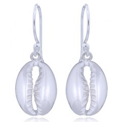 Sterling Silver Cowrie Shell Dangle Earrings by BeYindi