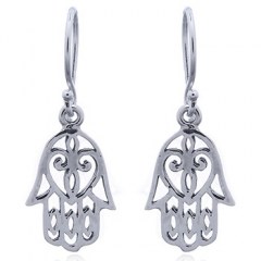 925 Silver Hamsa Earrings Heart Openwork by BeYindi