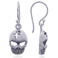 925 Silver Skull Mask Dangle Earrings by BeYindi 