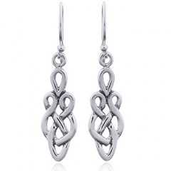 Sterling Silver Openwork Celtic Dangle Earrings Eternity Knot