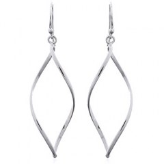  Sterling Silver Airy Twisted Wire Leaf Dangle Earring