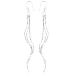 925 Silver Chandelier Earrings Twisted Wire On Box Chains by BeYindi
