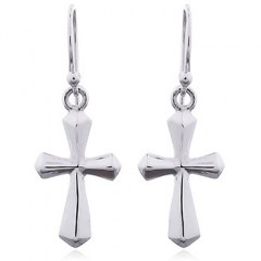 Sterling Silver Beveled Cross Dangle Earrings by BeYindi