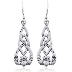 Irish Sterling Silver Claddagh Dangle Earrings by BeYindi
