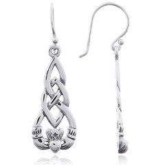 Irish Sterling Silver Claddagh Dangle Earrings by BeYindi 