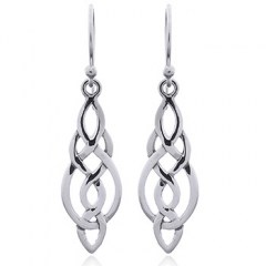 Sterling Silver Dangle Earrings Marquise Shaped Celtic Knot by BeYindi