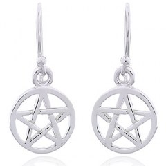 Sterling Silver Dangle Earrings Openwork Circled Pentagram by BeYindi