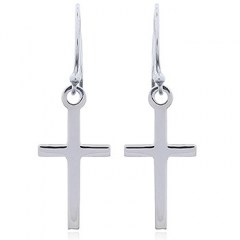Sterling Silver Cross Dangle Earrings Simplistic Design