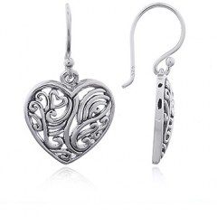 925 Silver Dangle Earrings Flowing Hearts by BeYindi 