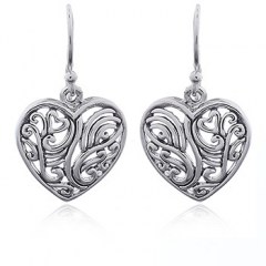 925 Silver Dangle Earrings Flowing Hearts by BeYindi