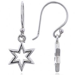 Open Six Pointed Star Earrings in 925 Silver by BeYindi 