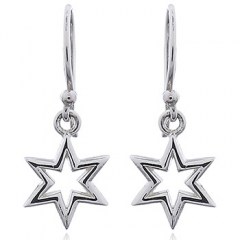 Open Six Pointed Star Earrings in 925 Silver by BeYindi