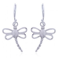 Cute Sterling Silver Dragonfly Dangle Earrings