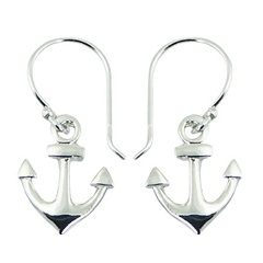 Small 925 Sterling Silver Anchor Dangle Earrings
