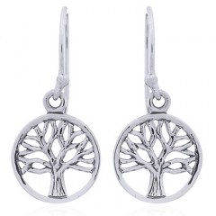 Small Tree of Life Dangle Earrings Casted Sterling Silver