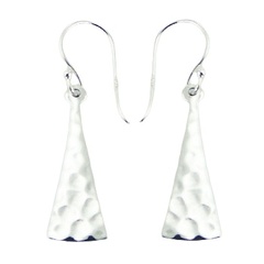 Hammered Effect Sterling Silver Triangular Dangle Earrings