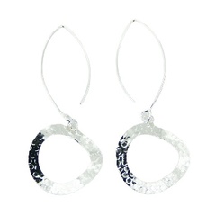 Hammered Effect Discs Sterling Silver Dangle Earrings by BeYindi
