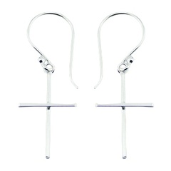 925 Sterling Silver Cross Dangle Earrings On Swing Loops