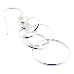 Cute Sterling Silver Dangle Earrings Airy Cluster Of Hoops by BeYindi 2