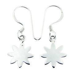 Cute Sterling Silver Flower Earrings Small Shiny Danglers