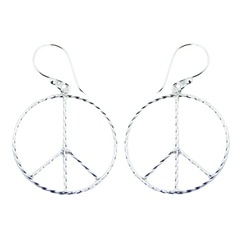 Handcrafted Sterling Silver Peace Sign Earrings
