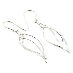 Sterling Silver Dangle Earrings Twisted Open Leaf by BeYindi 2