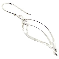 Sterling Silver Dangle Earrings Twisted Open Leaf by BeYindi 3