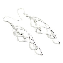 Sterling Silver Open Leafs Earrings Dangling Spheres by BeYindi 