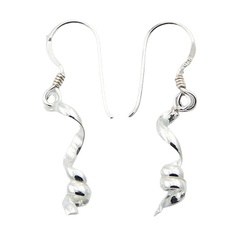 Sterling Silver Twisted Curly Spirals Dangle Earrings